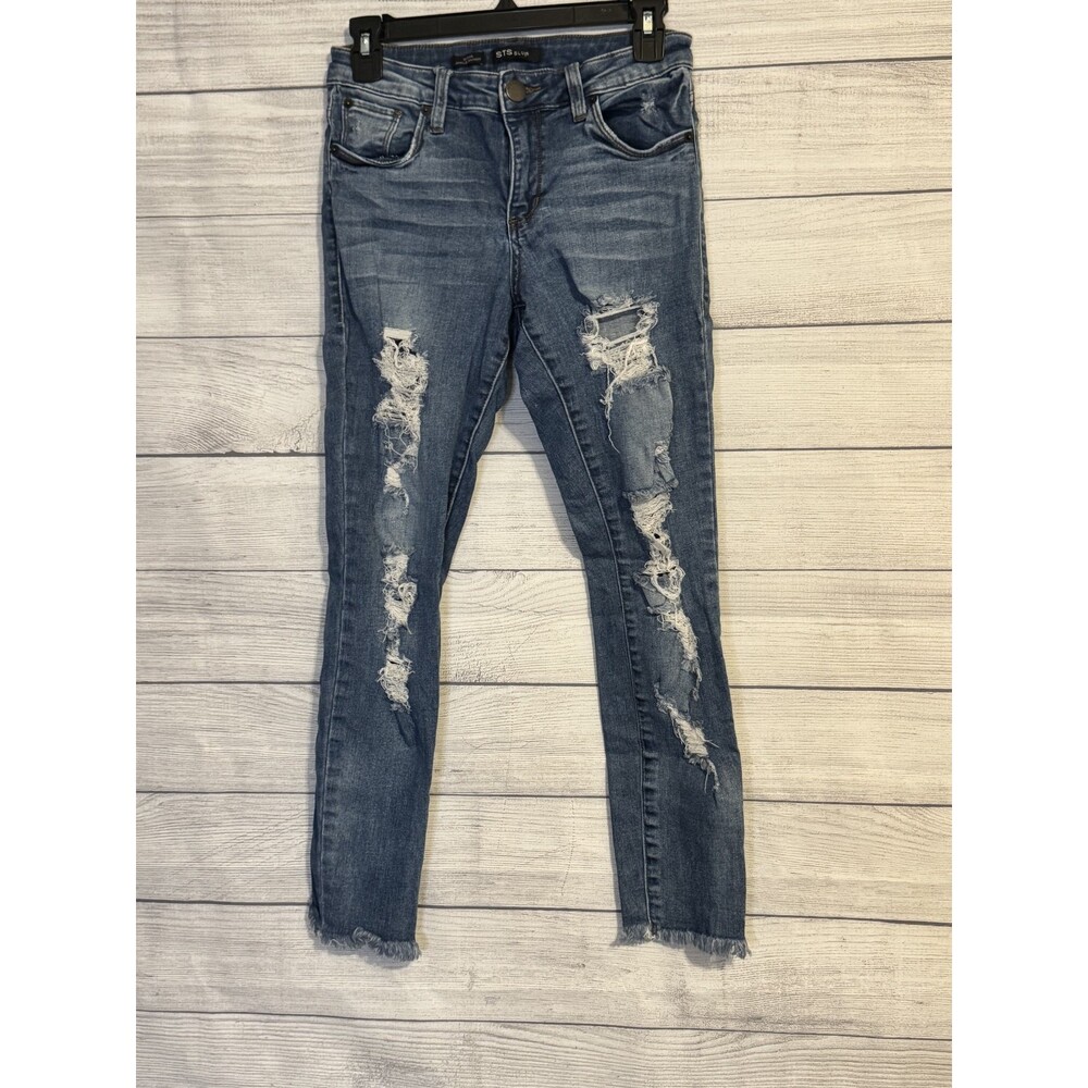 Women’s/Juniors STS Blue Emma Ankle Skinny Jeans – Destroyed Raw Hem – Size 26
